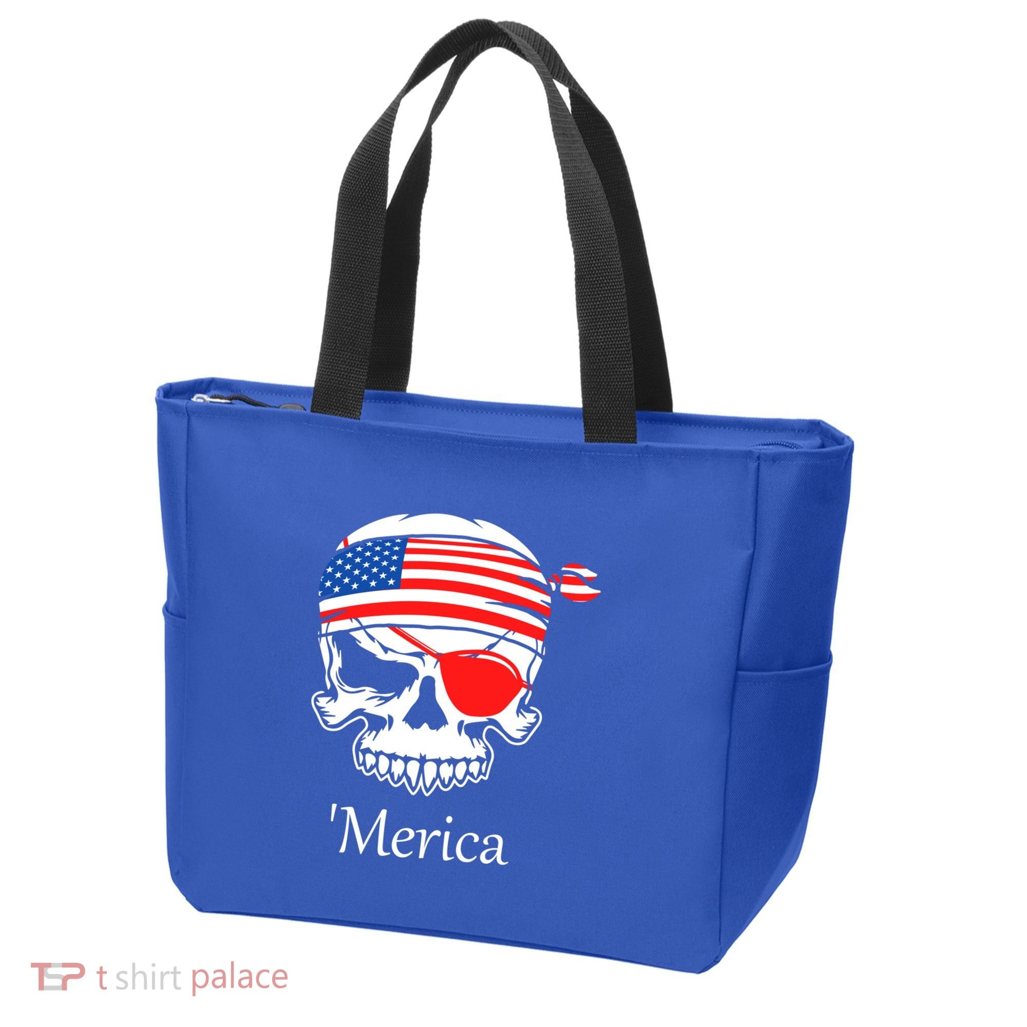 America Pirate Skull Flag July 4th Independence Day Merica Gift Tote Bag