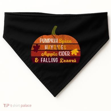 Adorable Pumpkin Spice Hayrides Apple Cider And Falling Leaves Gift USA-Made Doggie Bandana