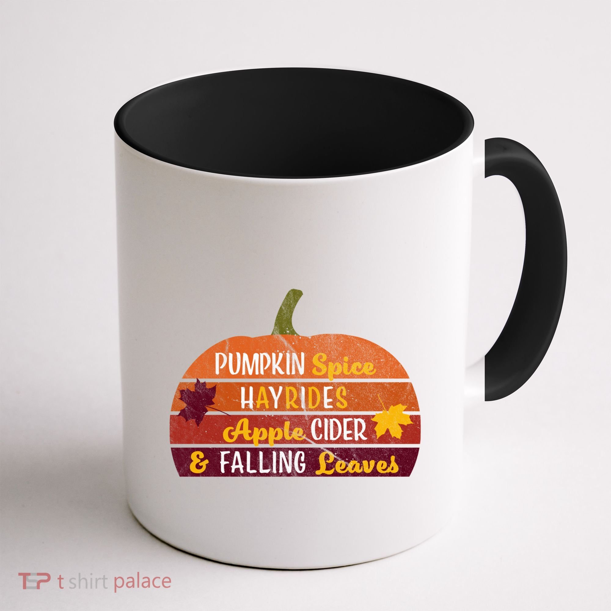 Adorable Pumpkin Spice Hayrides Apple Cider And Falling Leaves Gift Coffee Mug