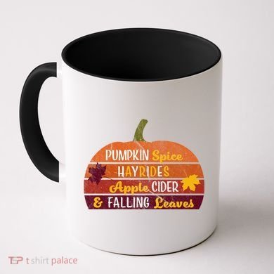 Adorable Pumpkin Spice Hayrides Apple Cider And Falling Leaves Gift Coffee Mug