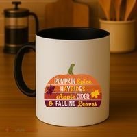 Adorable Pumpkin Spice Hayrides Apple Cider And Falling Leaves Gift Coffee Mug thumb 4