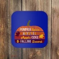 Adorable Pumpkin Spice Hayrides Apple Cider And Falling Leaves Gift Coaster thumb 0