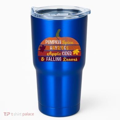 Adorable Pumpkin Spice Hayrides Apple Cider And Falling Leaves Gift Tumbler