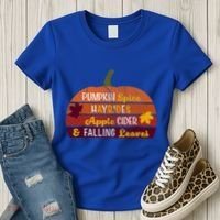 Adorable Pumpkin Spice Hayrides Apple Cider And Falling Leaves Gift Women's T-Shirt thumb 3