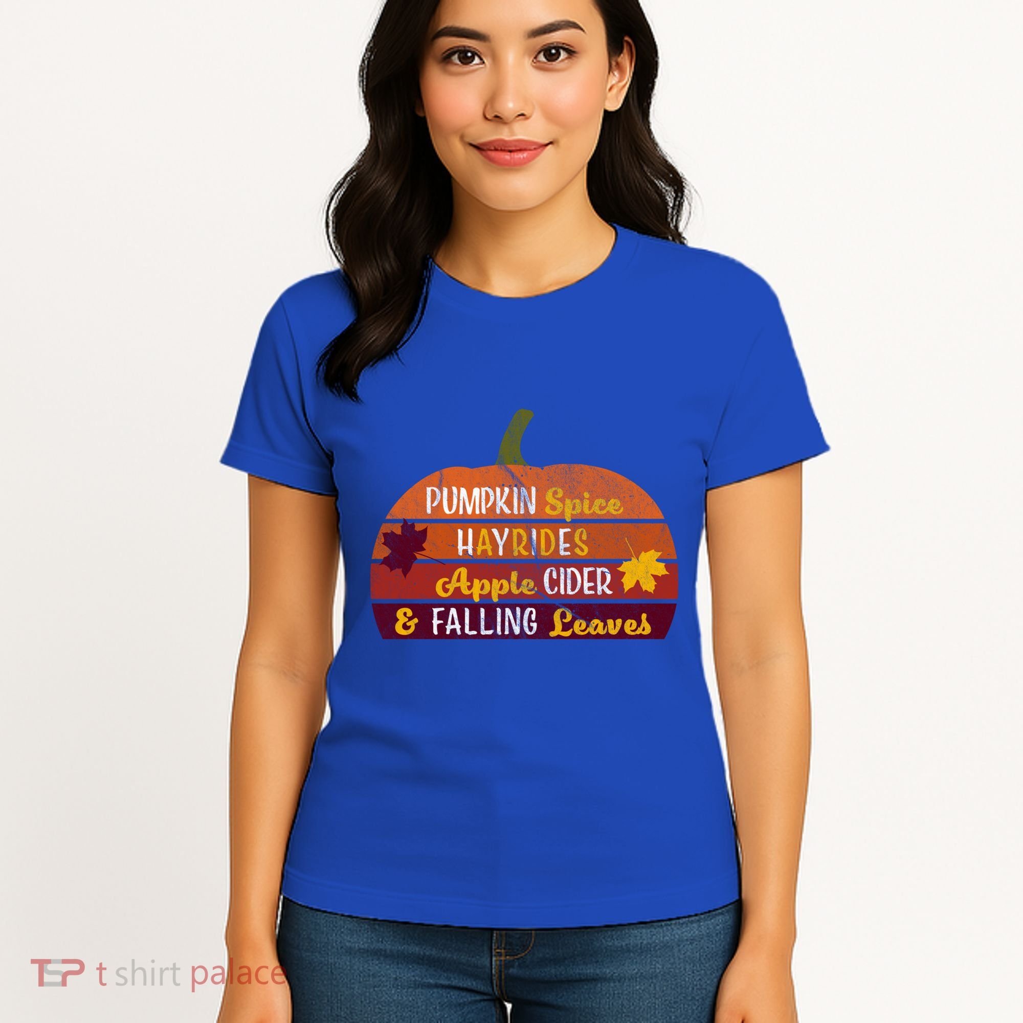 Adorable Pumpkin Spice Hayrides Apple Cider And Falling Leaves Gift Women's T-Shirt