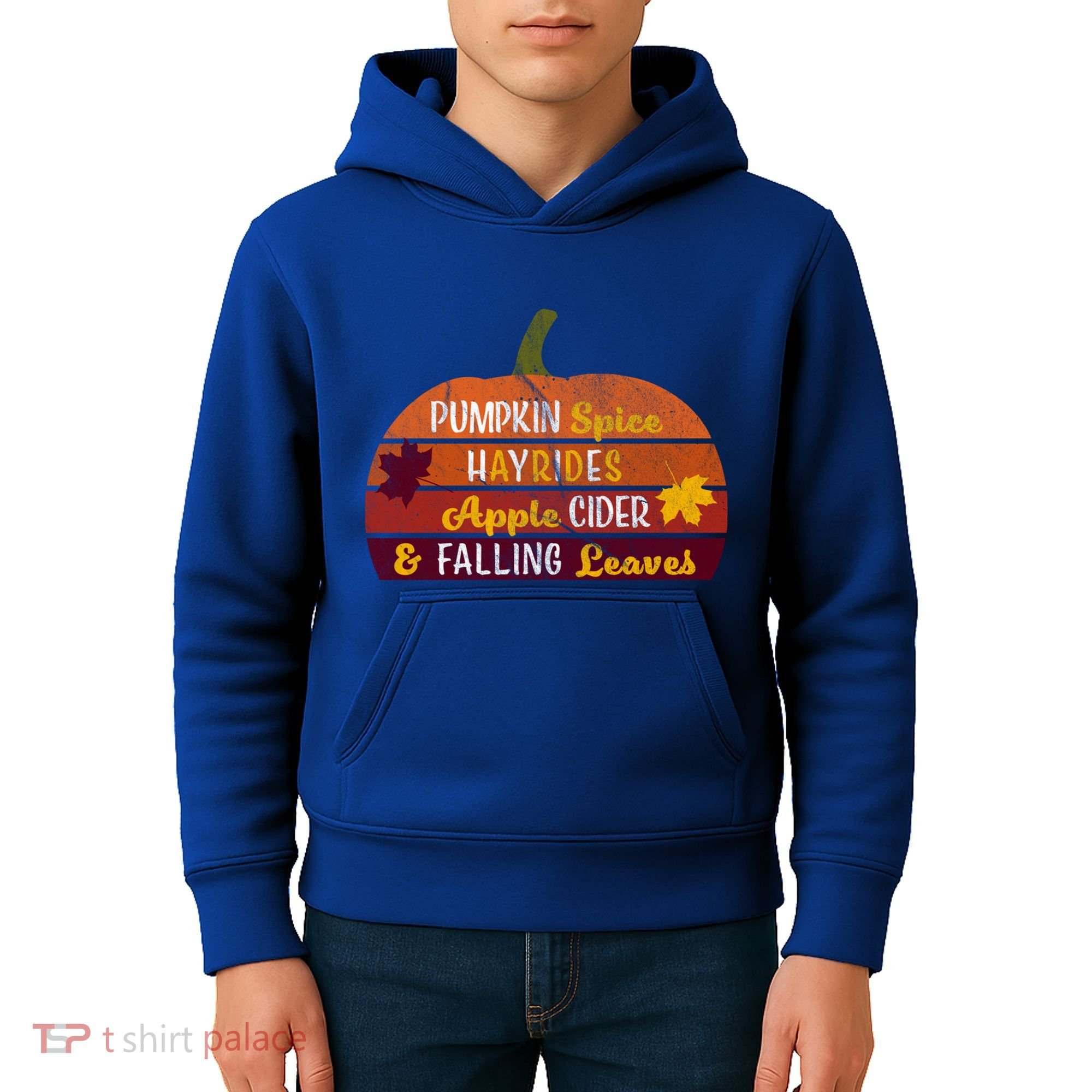 Adorable Pumpkin Spice Hayrides Apple Cider And Falling Leaves Gift Kids Hoodie