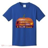 Adorable Pumpkin Spice Hayrides Apple Cider And Falling Leaves Gift Kids T-Shirt thumb 0