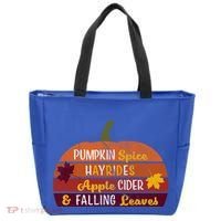Adorable Pumpkin Spice Hayrides Apple Cider And Falling Leaves Gift Tote Bag thumb 0