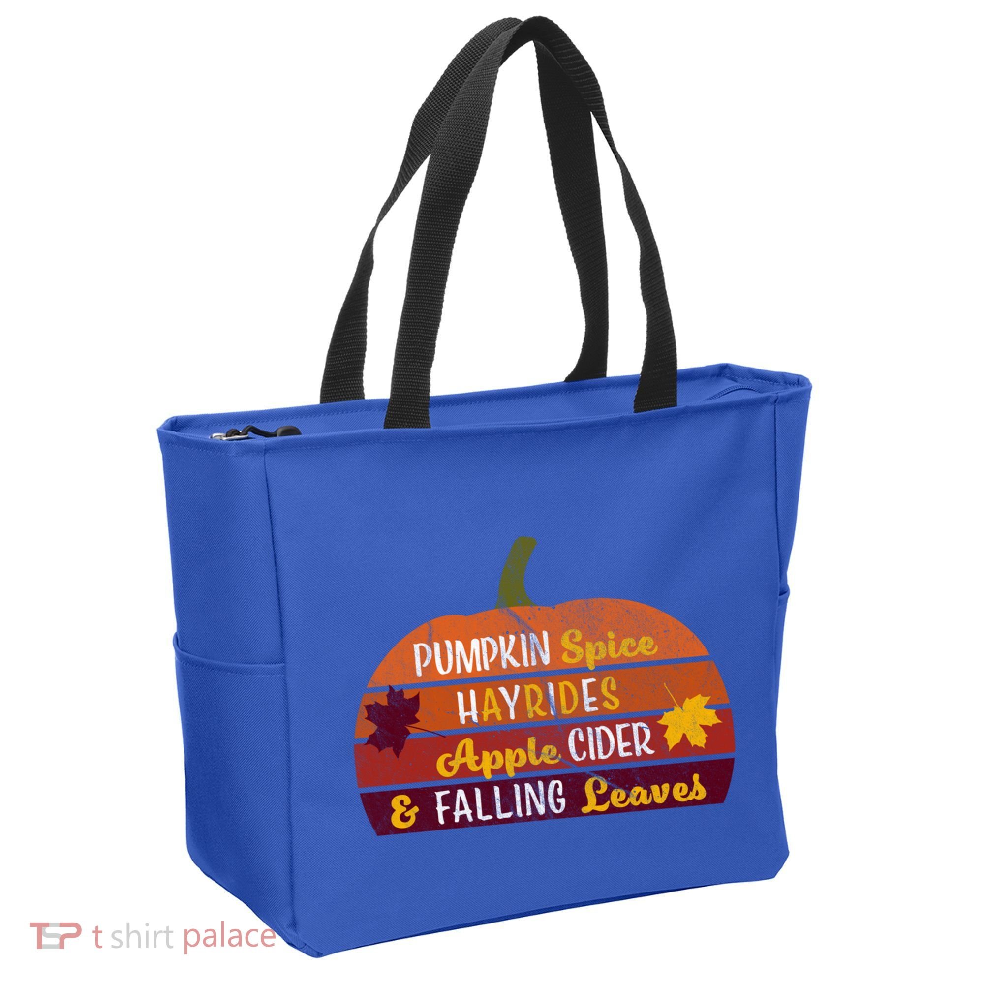 Adorable Pumpkin Spice Hayrides Apple Cider And Falling Leaves Gift Tote Bag