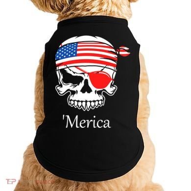 America Pirate Skull Flag July 4th Independence Day Merica Gift Doggie Tank