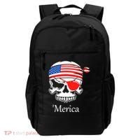 America Pirate Skull Flag July 4th Independence Day Merica Gift Backpack thumb 0