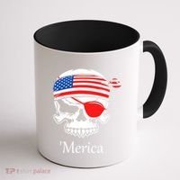 America Pirate Skull Flag July 4th Independence Day Merica Gift Coffee Mug thumb 1