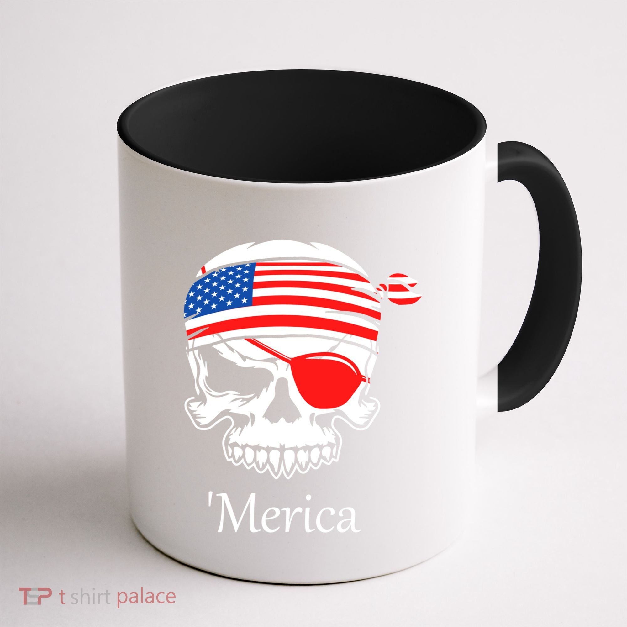 America Pirate Skull Flag July 4th Independence Day Merica Gift Coffee Mug