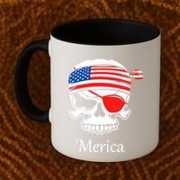 America Pirate Skull Flag July 4th Independence Day Merica Gift Coffee Mug thumb 2