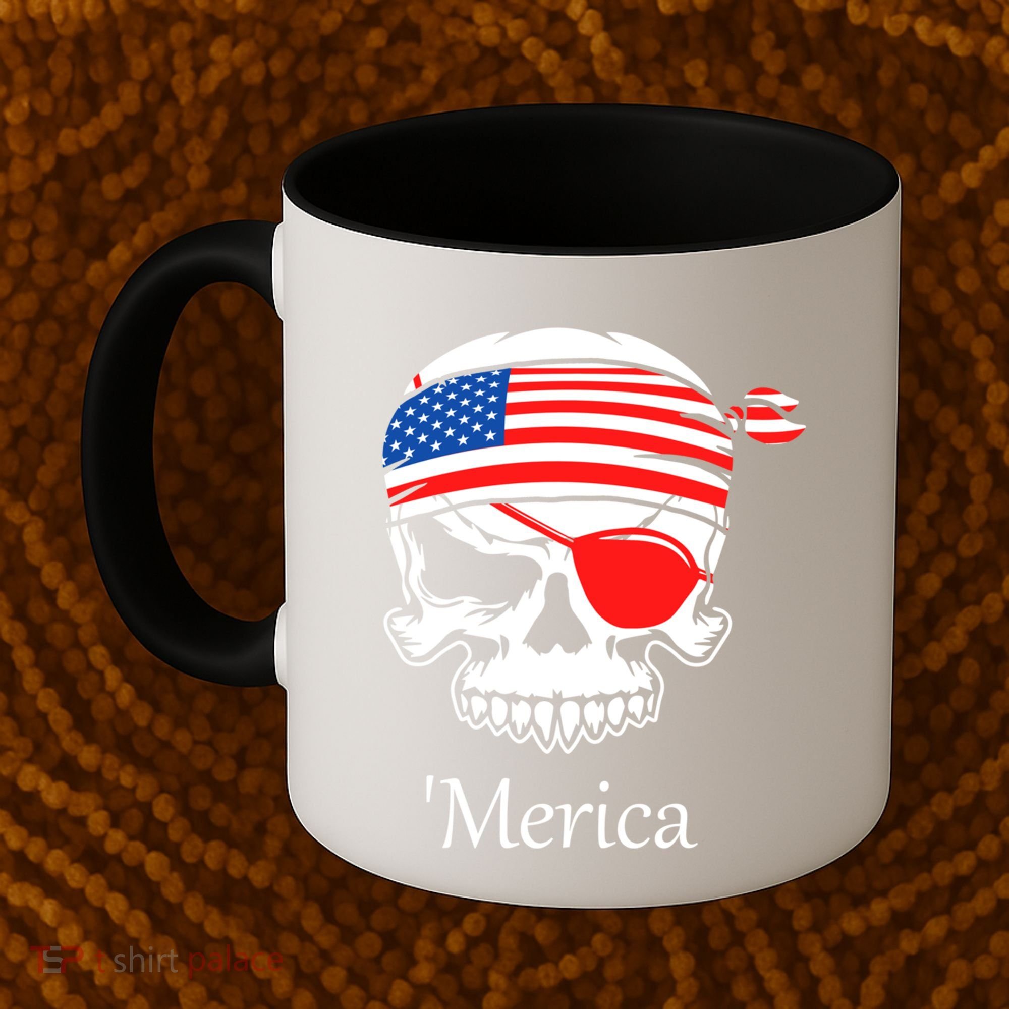 America Pirate Skull Flag July 4th Independence Day Merica Gift Coffee Mug