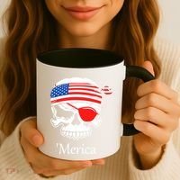 America Pirate Skull Flag July 4th Independence Day Merica Gift Coffee Mug thumb 3
