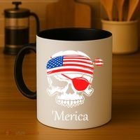 America Pirate Skull Flag July 4th Independence Day Merica Gift Coffee Mug thumb 4