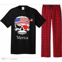 America Pirate Skull Flag July 4th Independence Day Merica Gift Pajama Set thumb 0