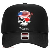 America Pirate Skull Flag July 4th Independence Day Merica Gift Hat thumb 0