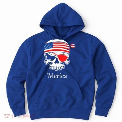 America Pirate Skull Flag July 4th Independence Day Merica Gift Hoodie
