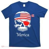 America Pirate Skull Flag July 4th Independence Day Merica Gift T-Shirt thumb 0