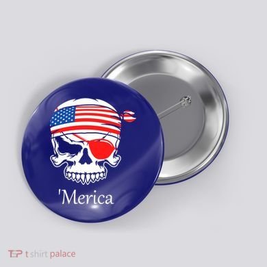 America Pirate Skull Flag July 4th Independence Day Merica Gift Button