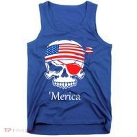 America Pirate Skull Flag July 4th Independence Day Merica Gift Tank Top thumb 0