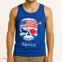 America Pirate Skull Flag July 4th Independence Day Merica Gift Tank Top thumb 3