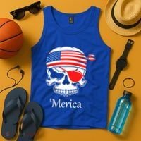 America Pirate Skull Flag July 4th Independence Day Merica Gift Tank Top thumb 4