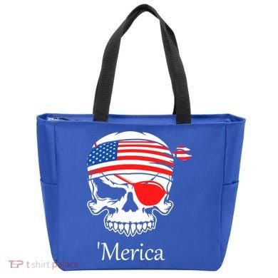 America Pirate Skull Flag July 4th Independence Day Merica Gift Tote Bag