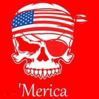 America Pirate Skull Flag July 4th Independence Day Merica Gift Santa Hat thumb 1