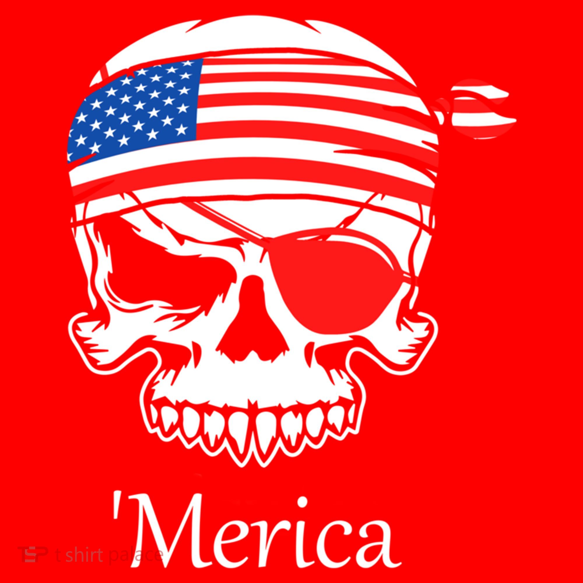 America Pirate Skull Flag July 4th Independence Day Merica Gift Santa Hat