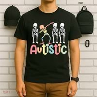 Autistic Pride Skeleton Neurodiversity Autism Proud Autism Awareness T-Shirt thumb 6