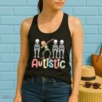 Autistic Pride Skeleton Neurodiversity Autism Proud Autism Awareness Women's Tank Top thumb 2