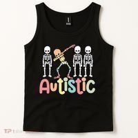 Autistic Pride Skeleton Neurodiversity Autism Proud Autism Awareness Tank Top thumb 2