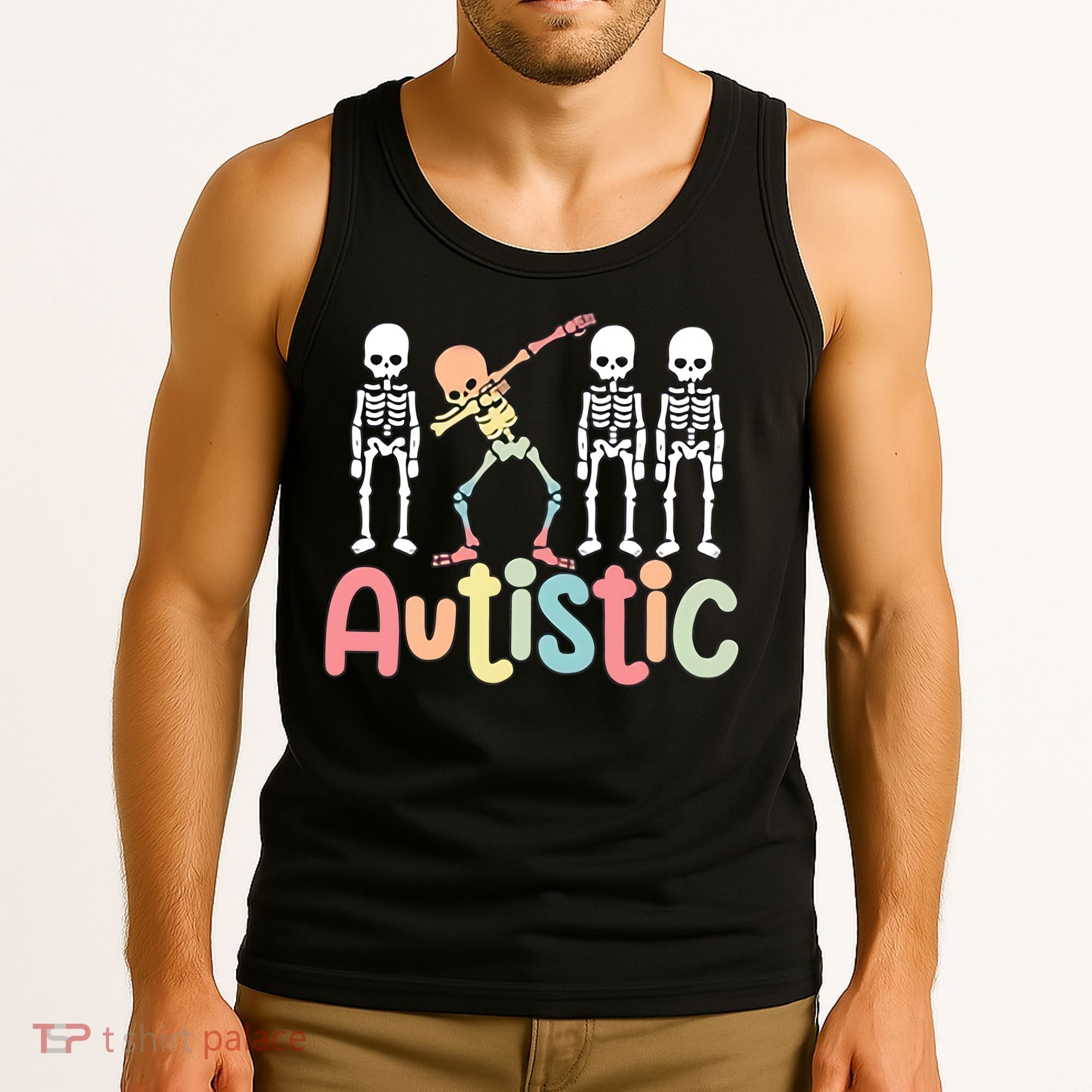 Autistic Pride Skeleton Neurodiversity Autism Proud Autism Awareness Tank Top