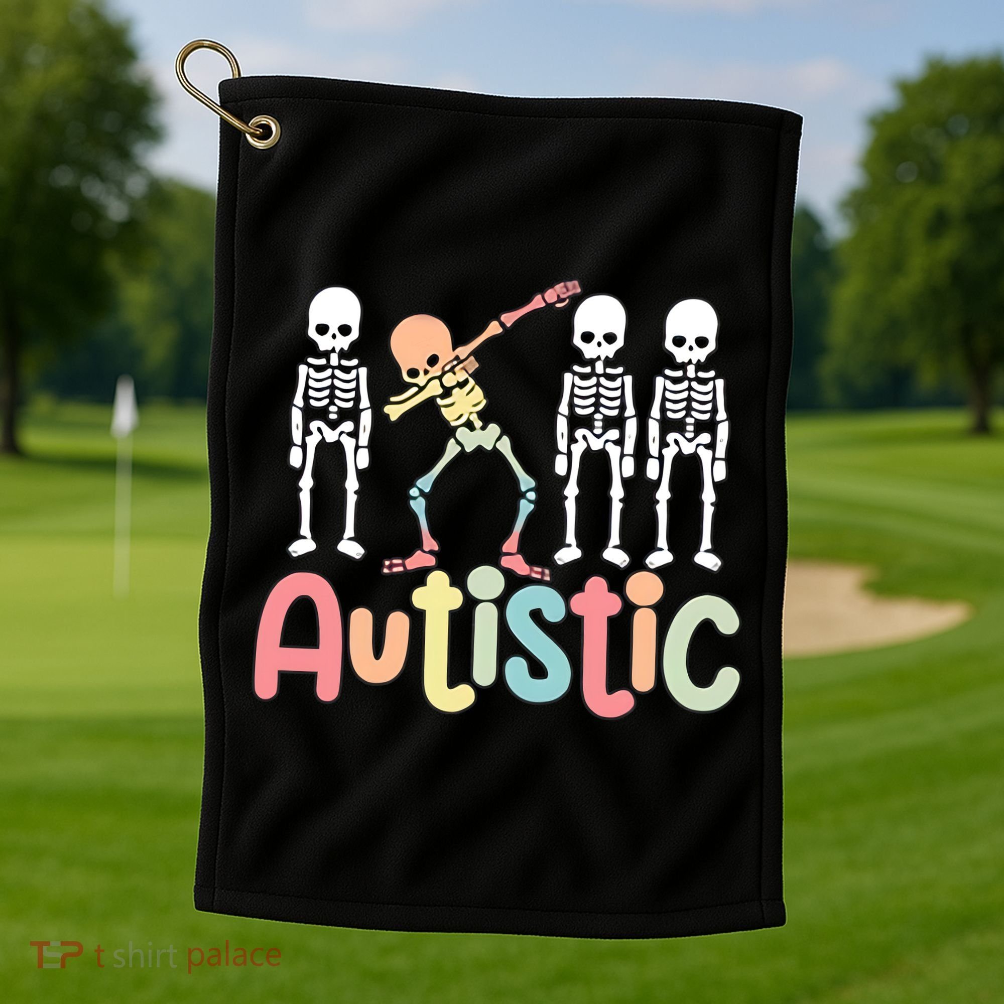 Autistic Pride Skeleton Neurodiversity Autism Proud Autism Awareness Golf Towel
