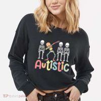Autistic Pride Skeleton Neurodiversity Autism Proud Autism Awareness Cropped Pullover Crew thumb 2