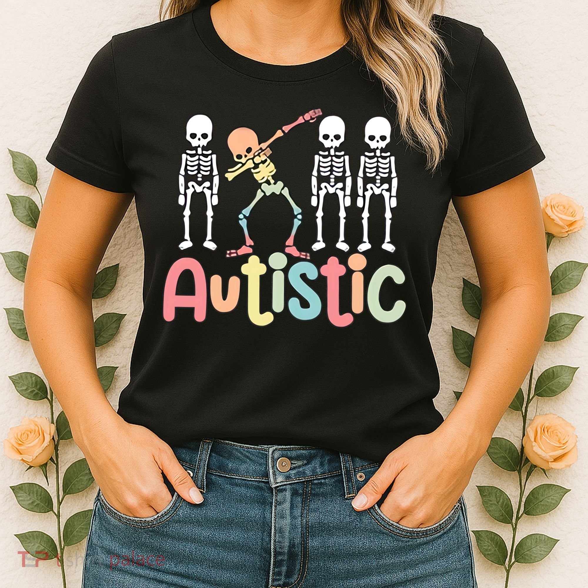 Autistic Pride Skeleton Neurodiversity Autism Proud Autism Awareness Women's T-Shirt