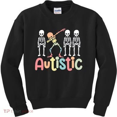 Autistic Pride Skeleton Neurodiversity Autism Proud Autism Awareness Kids Sweatshirt