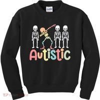 Autistic Pride Skeleton Neurodiversity Autism Proud Autism Awareness Kids Sweatshirt thumb 0