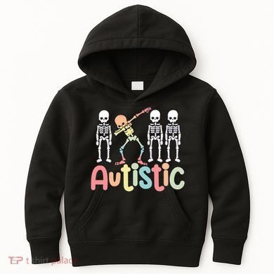 Autistic Pride Skeleton Neurodiversity Autism Proud Autism Awareness Kids Hoodie