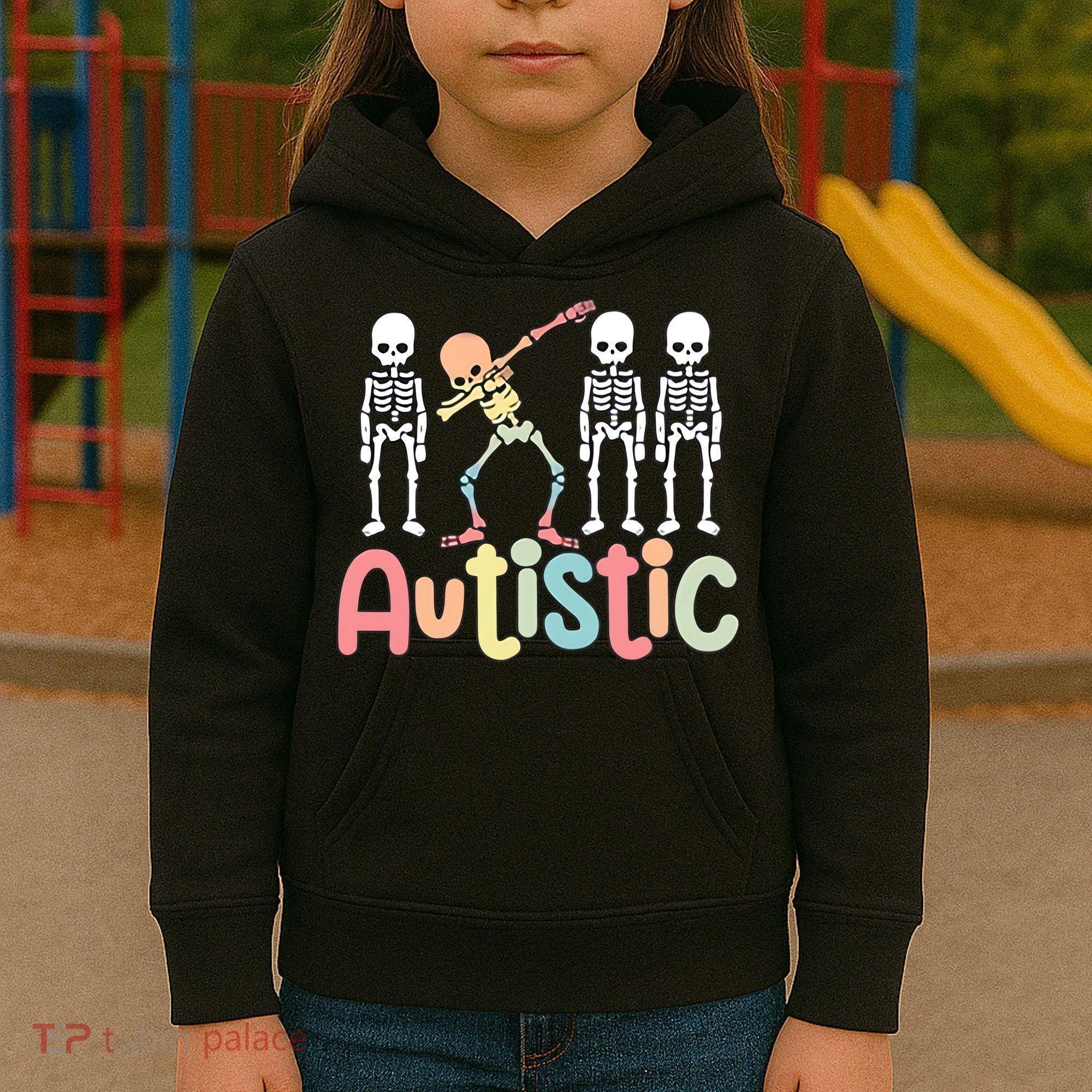 Autistic Pride Skeleton Neurodiversity Autism Proud Autism Awareness Kids Hoodie