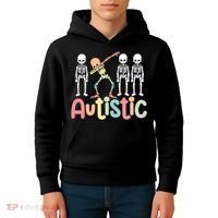 Autistic Pride Skeleton Neurodiversity Autism Proud Autism Awareness Kids Hoodie thumb 4