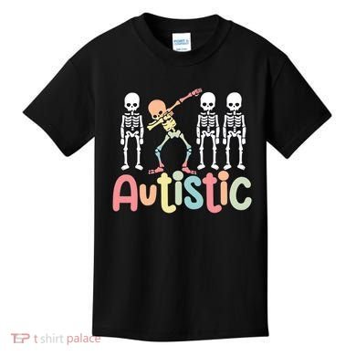 Autistic Pride Skeleton Neurodiversity Autism Proud Autism Awareness Kids T-Shirt