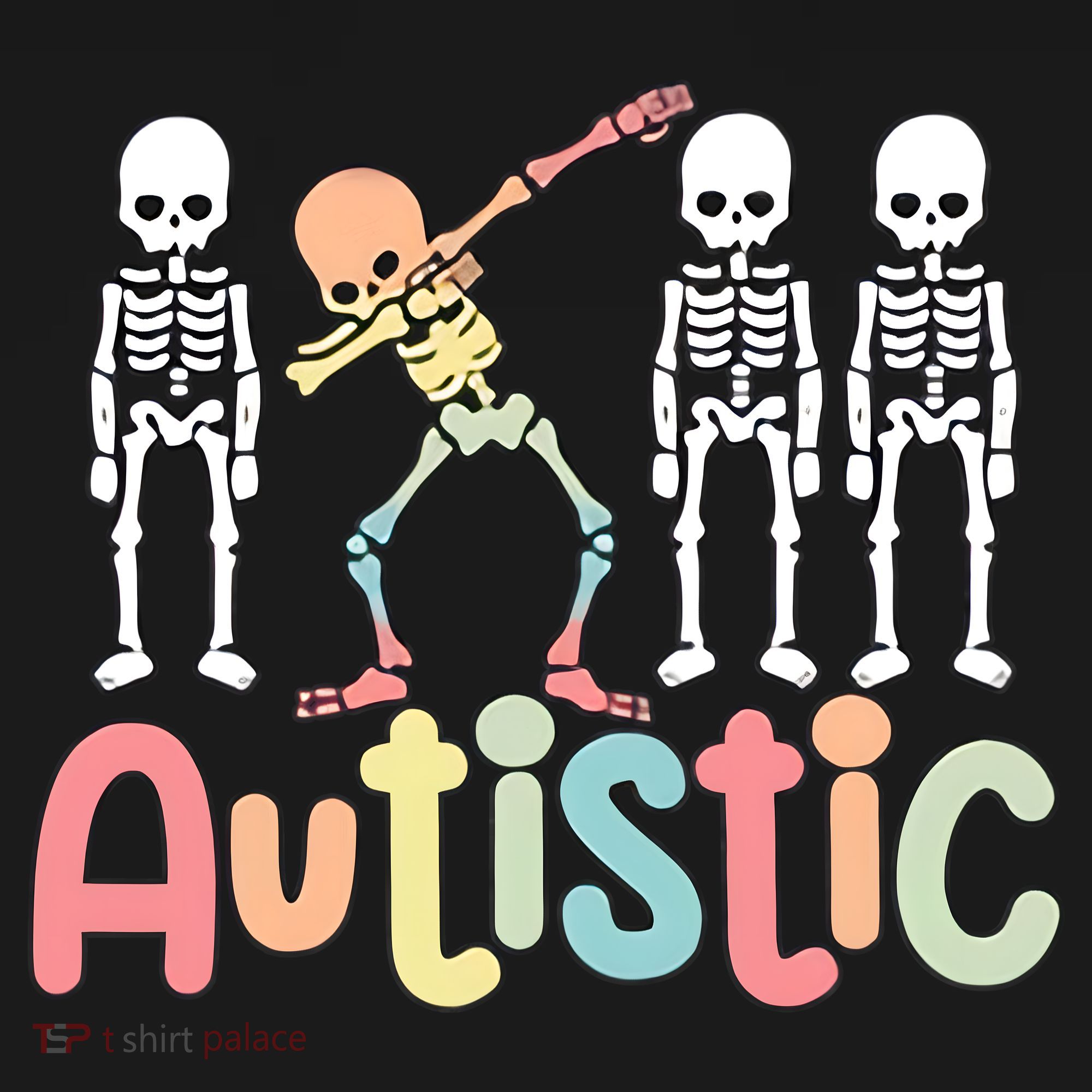 Autistic Pride Skeleton Neurodiversity Autism Proud Autism Awareness Kids T-Shirt