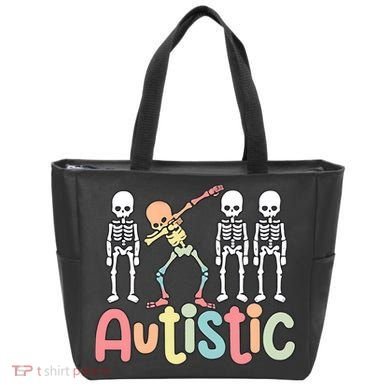 Autistic Pride Skeleton Neurodiversity Autism Proud Autism Awareness Tote Bag