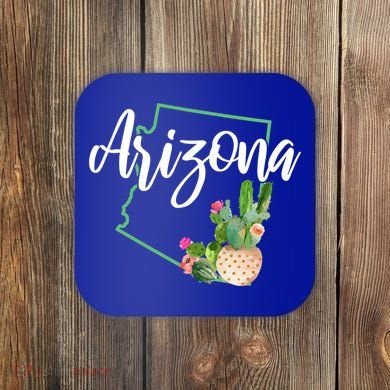 Arizona Pride State Map Cactus Vintage Arizona Cool Gift Coaster