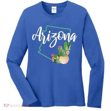 Arizona Pride State Map Cactus Vintage Arizona Cool Gift Women's Long Sleeve Shirt