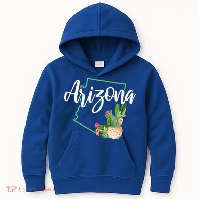 Arizona Pride State Map Cactus Vintage Arizona Cool Gift Kids Hoodie